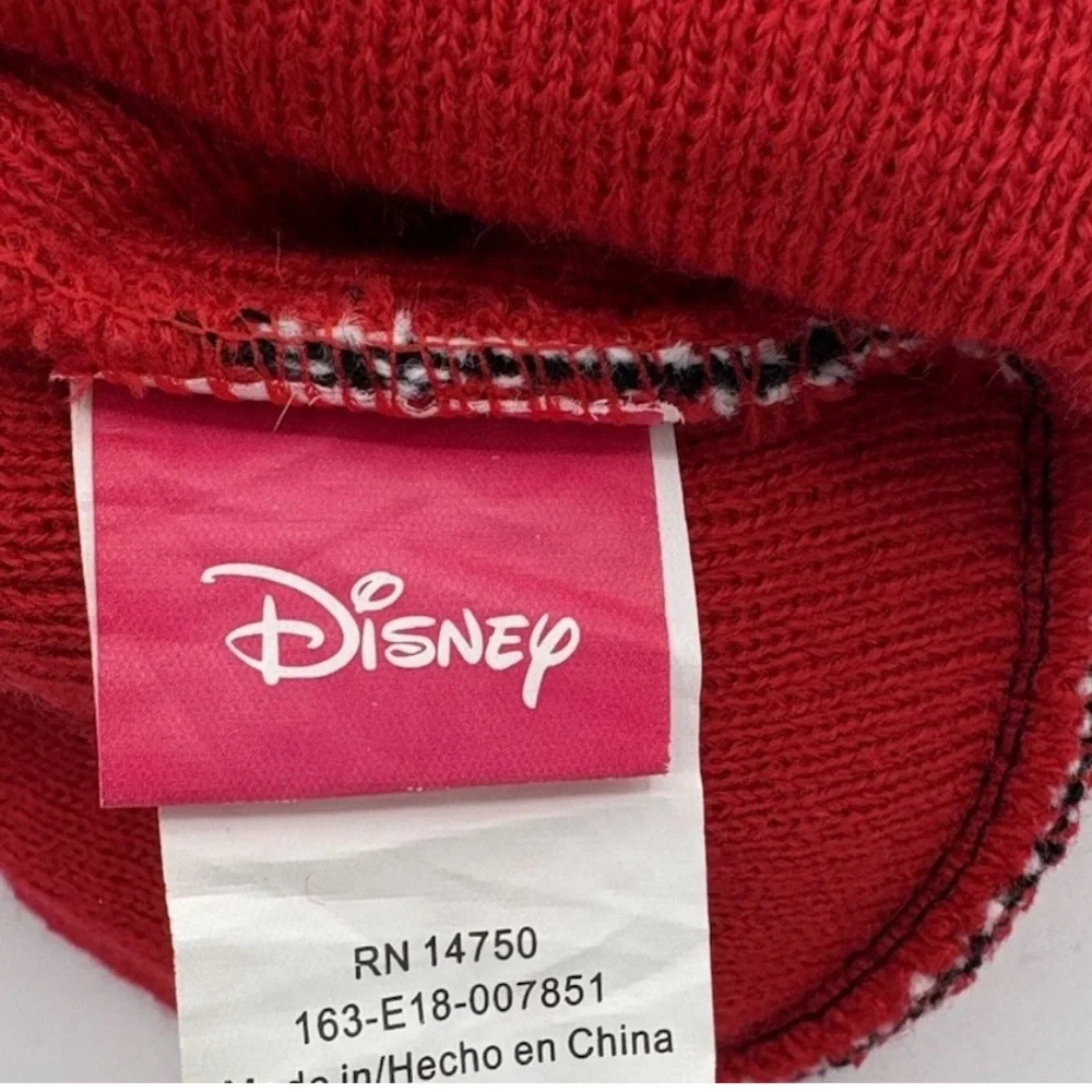 Disney Minnie Mouse Beanie Hat Size 2T- 5T  Polka Dot Black  White Red Bow